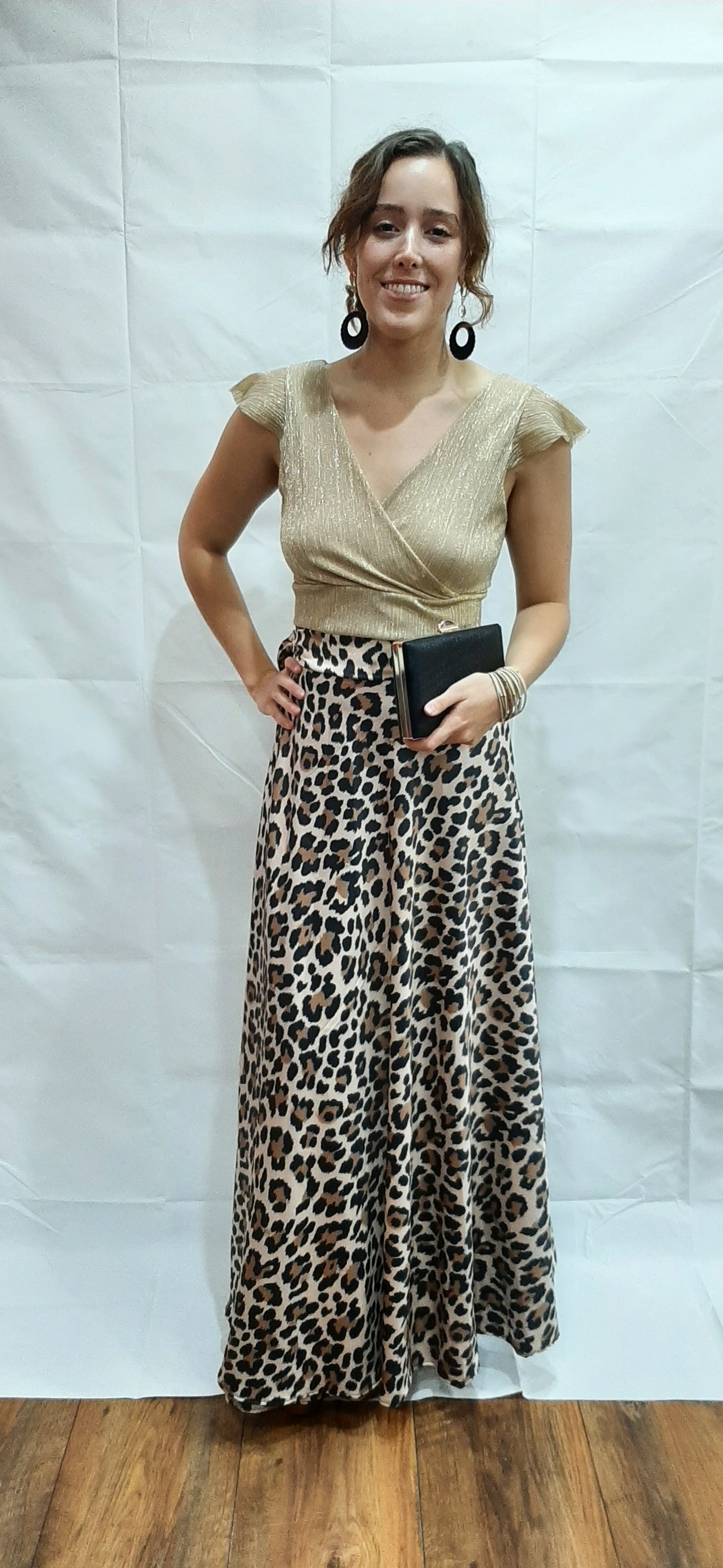 Falda larga animal print