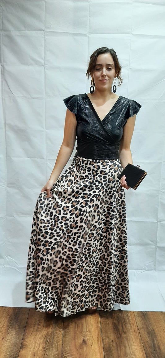 Falda larga animal print